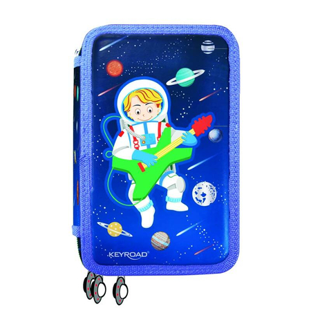 Piórnik KEYROAD, wyposażony, 3-komorowy, 52 elementy, mix kolorów