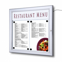 Outdoor Menu Case LED Illuminated With Logo Panel Landscape 2x A4