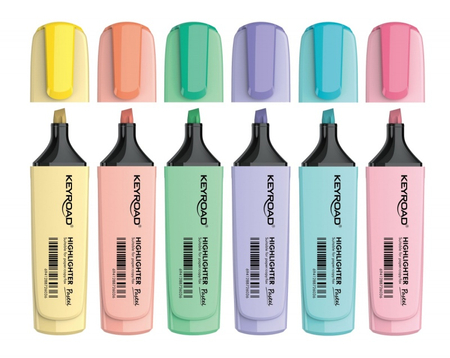 Zakreślacz KEYROAD Pastel, 72 szt., display, mix kolorów