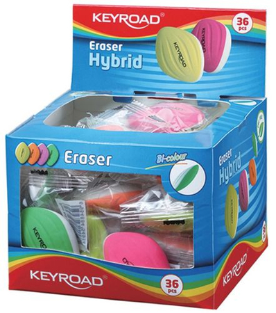 Gumka uniwersalna KEYROAD Hybrid, pakowane na displayu, mix kolorów