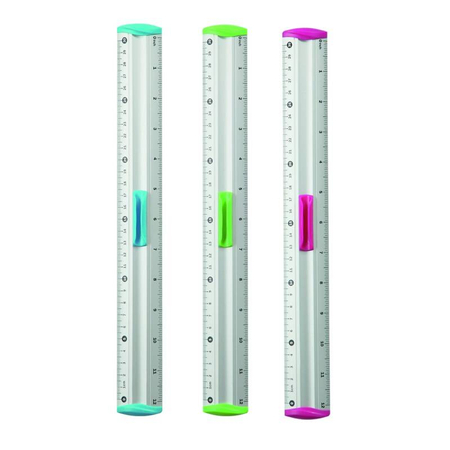 Linijka aluminiowa z uchwytem na ołówek KEYROAD, 30 cm, blister, mix kolorów