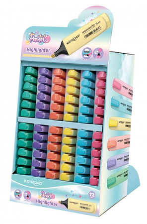 Zakreślacz KEYROAD Pastel, 72 szt., display, mix kolorów