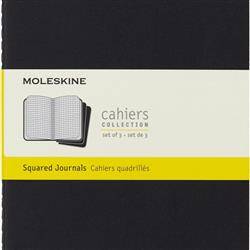 Zestaw 3 Zeszytów MOLESKINE Cahier Journals L (13x21cm) w kratkę, 80 strony, czarny