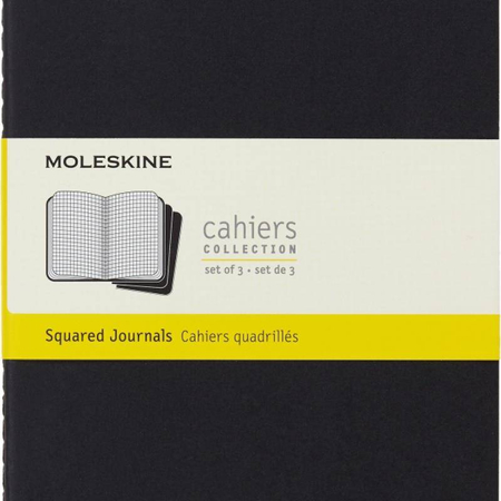 Zestaw 3 Zeszytów MOLESKINE Cahier Journals L (13x21cm) w kratkę, 80 strony, czarny