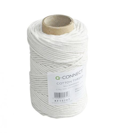 Nici bawełniane Q-CONNECT, nabłyszczane, 100g, 80m, białe