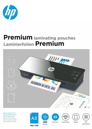 Folie laminacyjne HP PREMIUM, A3, 250 mic, 25 szt., przezroczyste/połysk