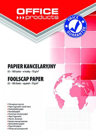 Papier kancelaryjny OFFICE PRODUCTS, kratka, A3, 100ark.