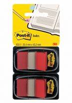 Zakładki indeksujące POST-IT® (680-R2EU), PP, 25,4x43,2mm, 2x50 kart., czerwone