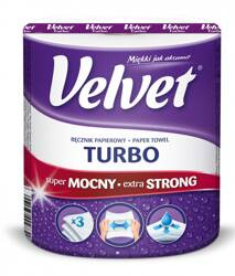 Ręcznik w roli celulozowy VELVET Turbo, 3-warstwowy, 340 listków, biały