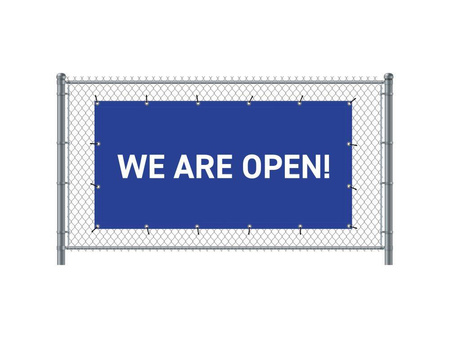 Fence Banner 200 x 100 cm Open English Blue