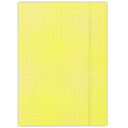Teczka z gumką DONAU, karton, A4, 400gsm, 3-skrz., żółta w kratę