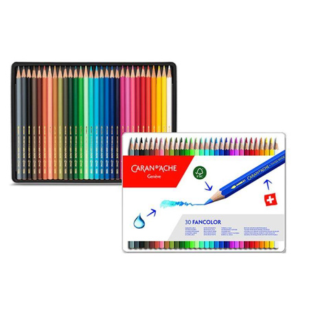 Kredki CARAN D'ACHE Fancolor, metalowe pudełko, 30 szt.