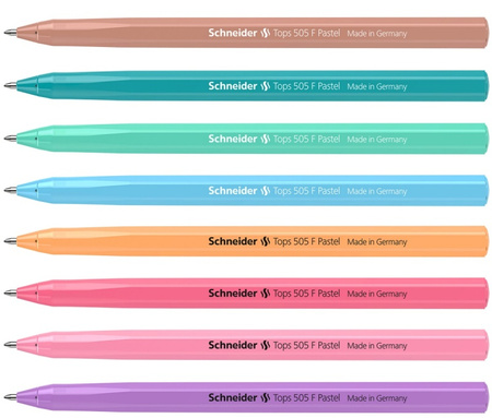 Długopis SCHNEIDER Tops 505, F, 1 szt., mix kolorów pastelowych