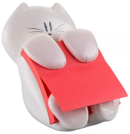 Podajnik do karteczek samoprzylepnych POST-IT® Kotek (CAT-330), biały, w zestawie 1 bloczek Super Sticky Z-Notes