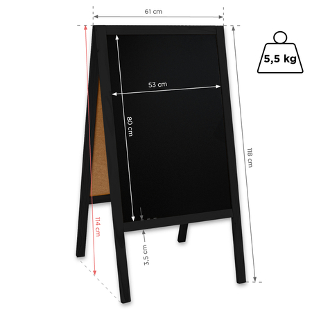 Potykacz drewniany Classic L (61x118 cm) - czarny