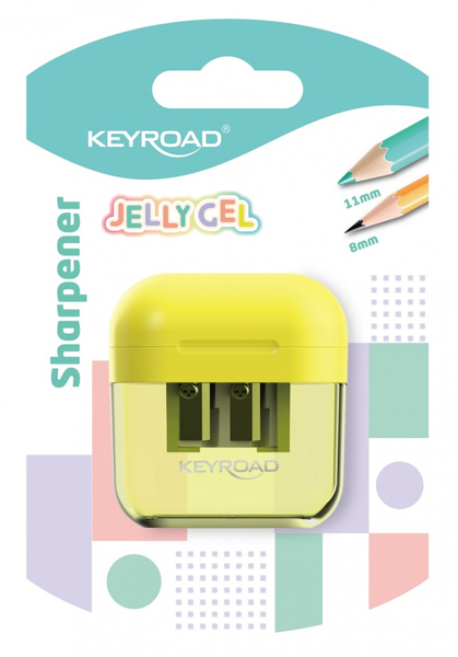 Temperówka plastikowa KEYROAD Jelly Gel, podwójna, blister, transparentna