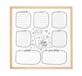 Tablica sucho-magnetyczna z nadrukiem Plan Lekcji 40x40 w ramie drewnianej