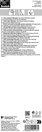 Ultra odporne podkładki filcowe SCOTCH, paski, 208x15mm, 4 szt., czarne