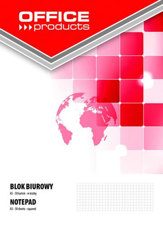 Blok biurowy OFFICE PRODUCTS, A5, w kratkę, 50 kart., 70gsm