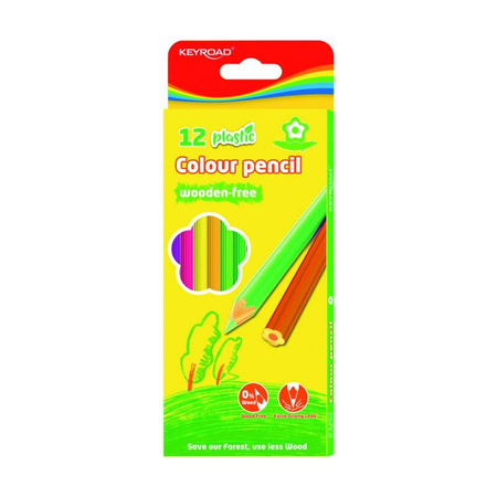 Kredki ołówkowe KEYROAD, bezdrzewne, 12 szt., pudełko zawieszka, display, mix kolorów