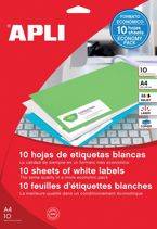 Etykiety uniwersalne APLI, A4, 210x297 mm, 10 szt., białe