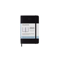 Kalendarz miesięczny MOLESKINE 2023 12M P (9x14 cm), miękka oprawa, czarny
