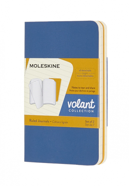 Zestaw 2 zeszytów MOLESKINE Volant, XS, 6,5x10,5cm, w linie, 56 stron, blue/amber yellow
