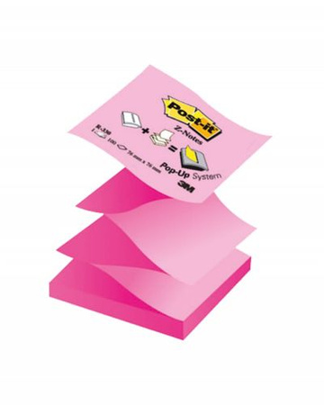 Bloczek samoprzylepny POST-IT® Z-Notes (R330NAP), 76x76mm, 1x100 kart., pastelowy/neonowy róż