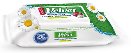 Papier toaletowy celulozowy VELVET Rum&Aloe, nawilżany, 42 listki, biały