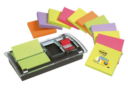 Zestaw promocyjny POST-IT® Z-Notes (DS100-VP), podajnik Combi-Millenium+12 bloczków+zakładka