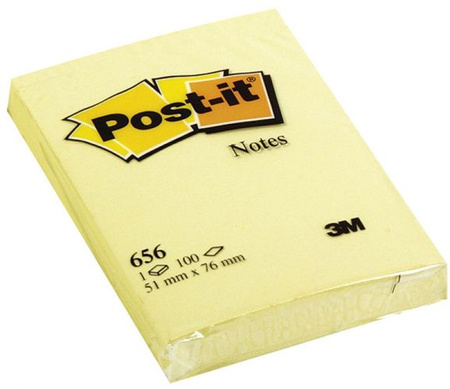 Bloczek samoprzylepny POST-IT® (656), 51x76mm, 1x100 kart., żółty