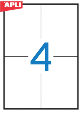Etykiety uniwersalne APLI, 105x148mm, prostokątne, białe 100 ark.