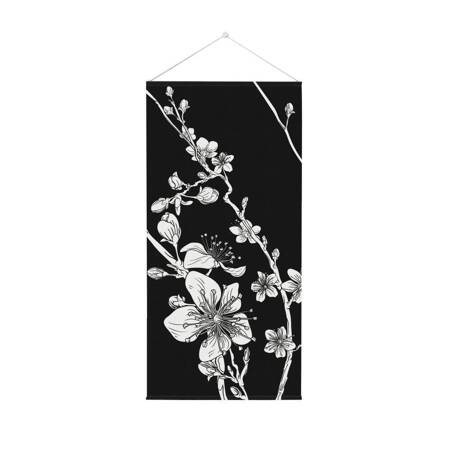 Hanging Flag Banner 58 x 200 cm Abstract Japanese Cherry Blossom Black