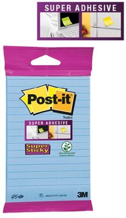 Karteczki samoprzylepne POST-IT® Super sticky, (6844-L-NB), 152x102mm, 45 kart., zawieszka, niebieskie