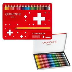 Kredki CARAN D'ACHE Swisscolor Aquarelle, z efektem akwareli, sześciokątne, 30szt., mix kolorów