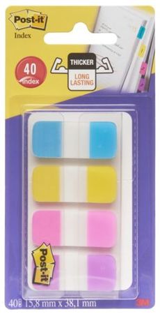 Zakładki indeksujące POST-IT® do archiwizacji (676-AYPV), PP, silne, 15,8x38,1mm, 4x10 szt., mix kolorów