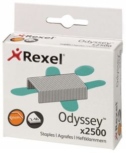 Zszywki REXEL Odyssey, 9mm, 2500szt., wysokowydajne, srebrne